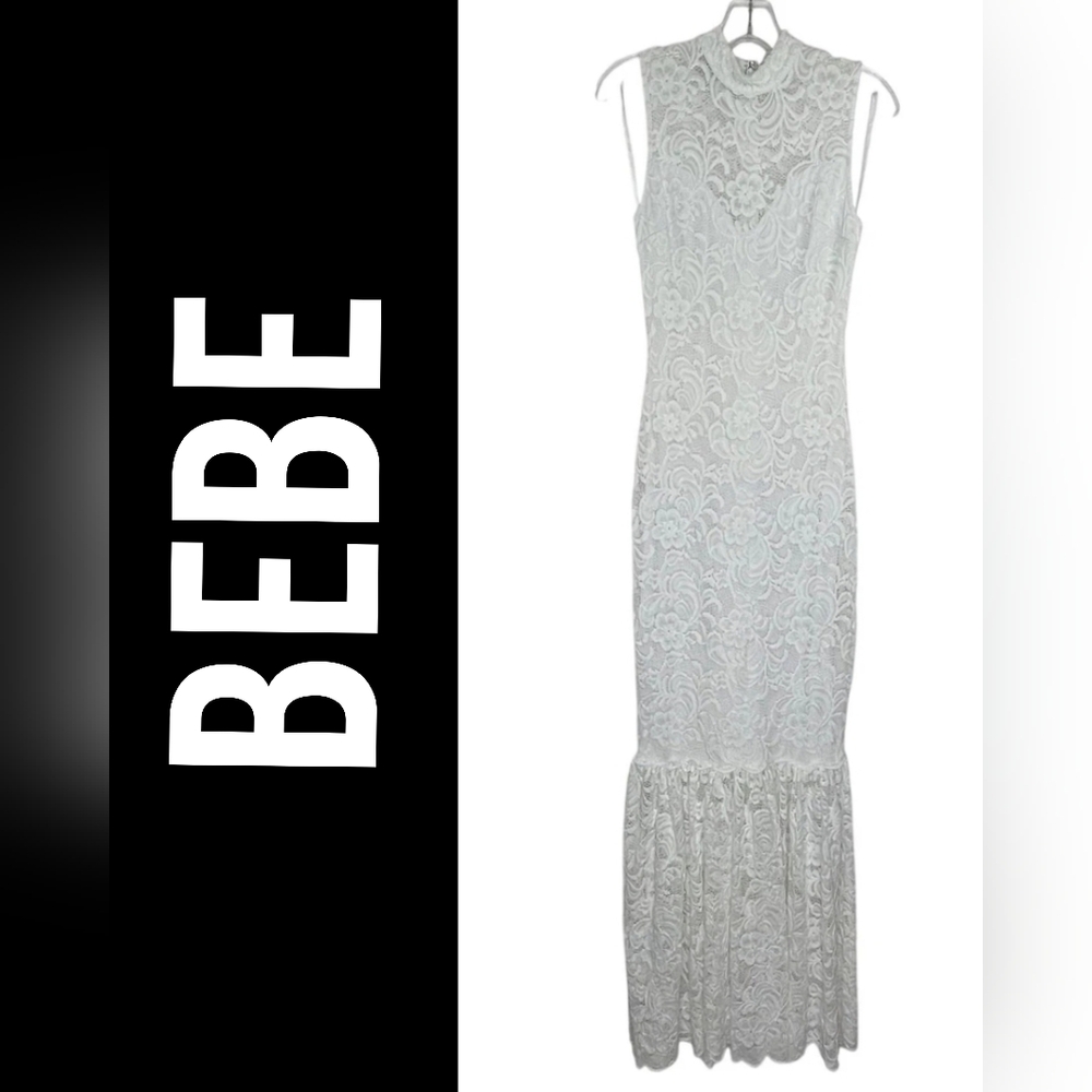 NWT! BEBE GORGEOUS WHITE LACE OVERLAY DRESS SIZE: SMALL